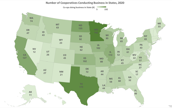 Map 1. Cooperatives doing Business in States, 2020