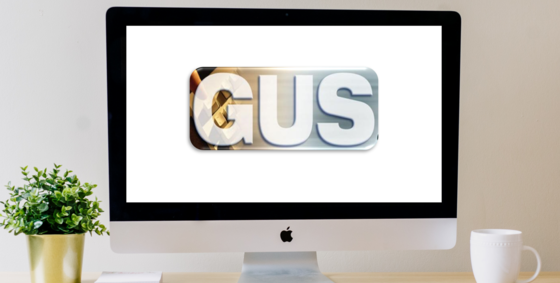 computer screen with gus logo