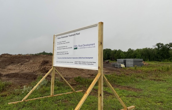Construction sign at Osseo Wastewater Treatment Facility