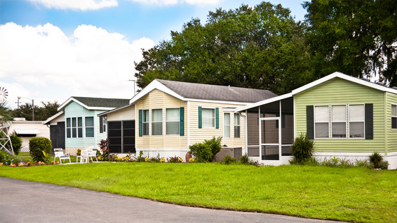 Row of manufactured homes