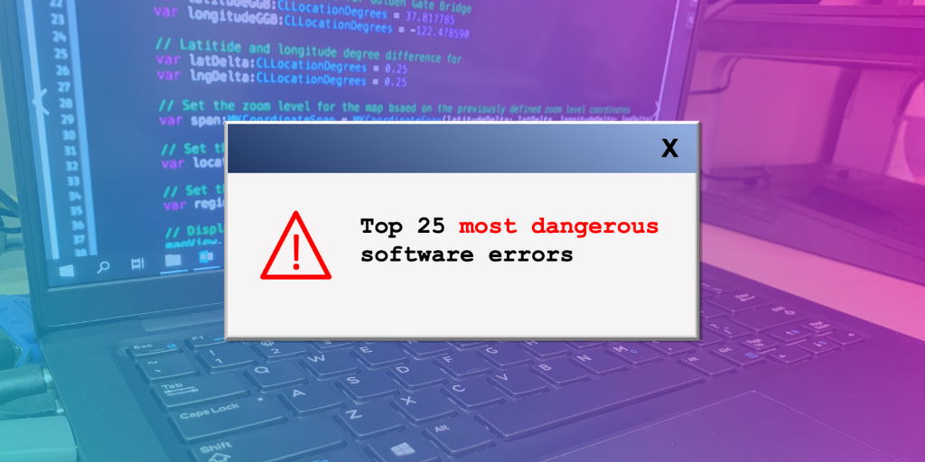 A laptop screenshot of a software error