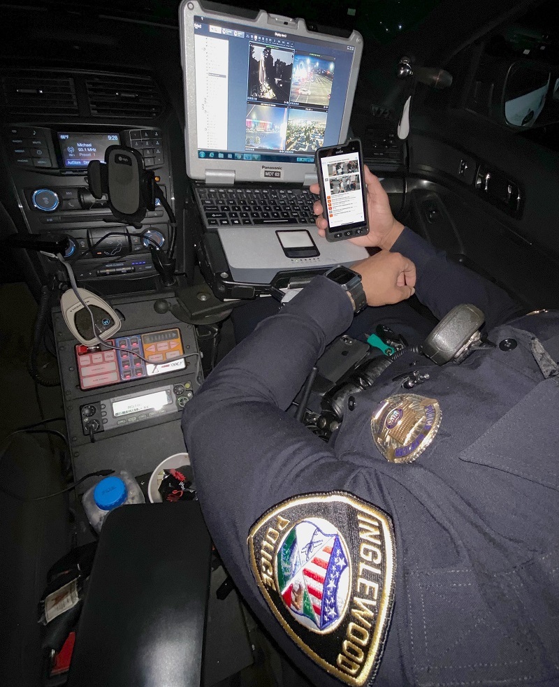 Inglewood PD shares photos from the field through Bridge4PS on both Mobile Data Computers (MDCs) and smartphones