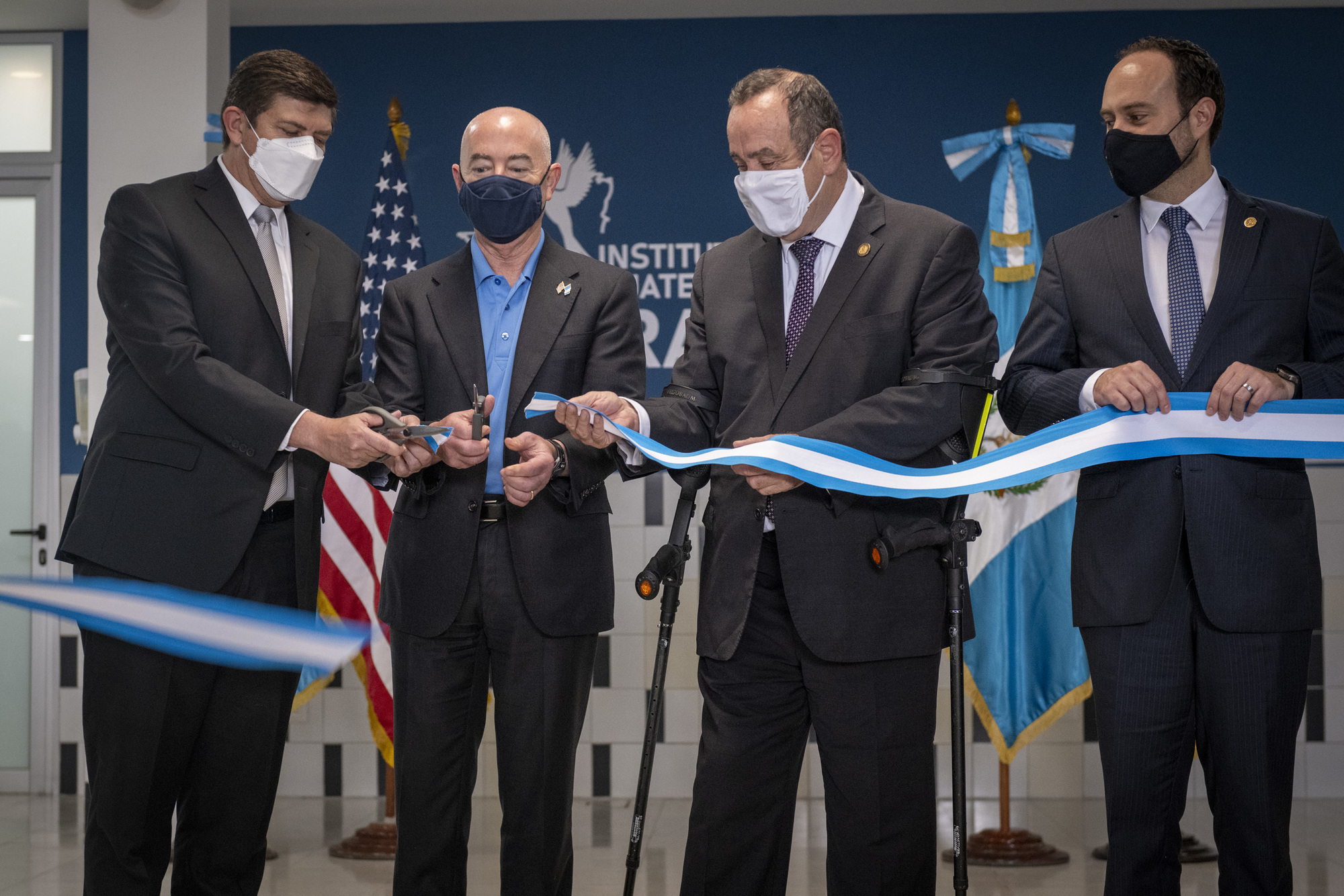 Secretary Mayorkas participates in ribbon cutting ceremony with President Giammattei and senior Guatemalan officials (DHS Photo by Zachary Hupp)