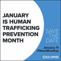 january is human trafficking prevention month - save the date - january 11 - wear blue day