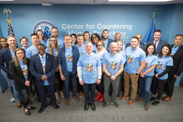Image of DHS employees wearing blue for #WearBlueDay