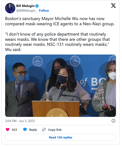 Boston Mayor Michelle Wu compared to ICE to a neo-Nazi group.