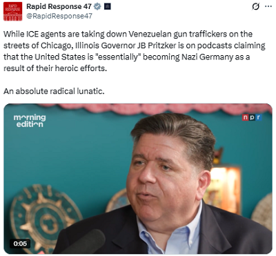 Governor Pritzker claimed the United States is "essentially" becoming Nazi Germany as a result of ICE
