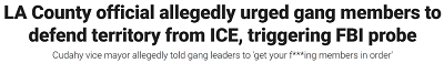 Vice Mayor Gonzalez's Cudahy in southeast Los Angeles County called for criminal gangs to commit violence against our brave ICE law enforcement.