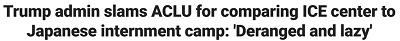 The American Civil Liberites Union (ACLU) compared an illegal alien detention center to an internment camps used during World War II.