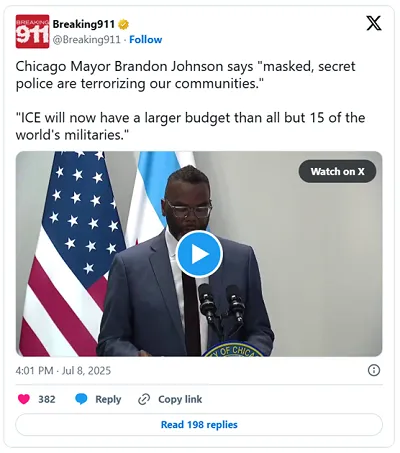 Chicago Mayor Brandon Johnson
