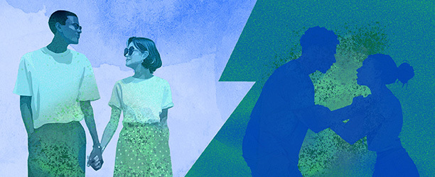 Couples in a healthy relationship versus an unhealthy one
