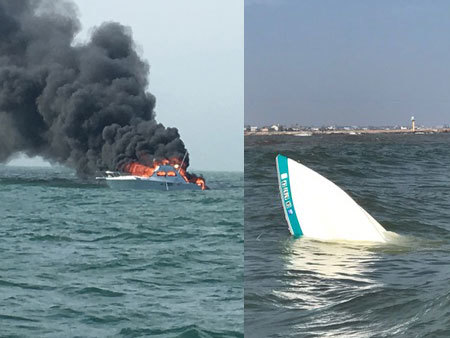 Boat Fire, Capsized Boat
