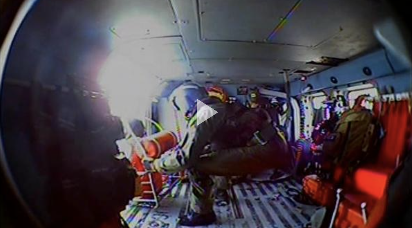 Coast Guard Air Station Elizabeth City rescues two people after their 16-foot boat overturned one mile off Reed Point in the Albemarle Sound, North Carolina June 8, 2018.  The boaters were safely brought to a nearby awaiting emergency medical services   U.S. Coast Guard Video courtesy of Coast Guard Air Station Elizabeth City