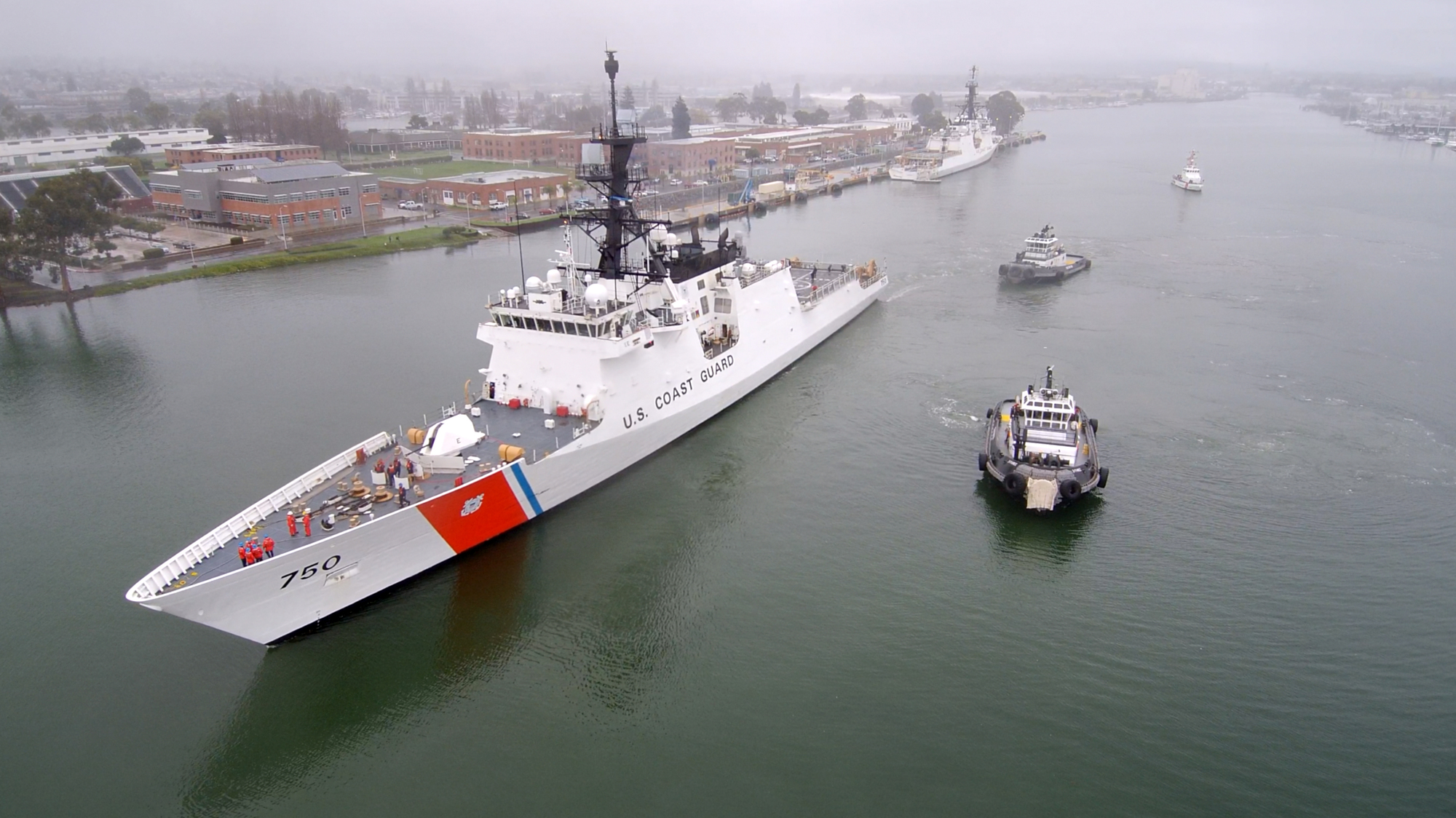 Thumbnail from video of the Coast Guard Cutter Bertholf departing Alameda, California for Western Pacific patrol