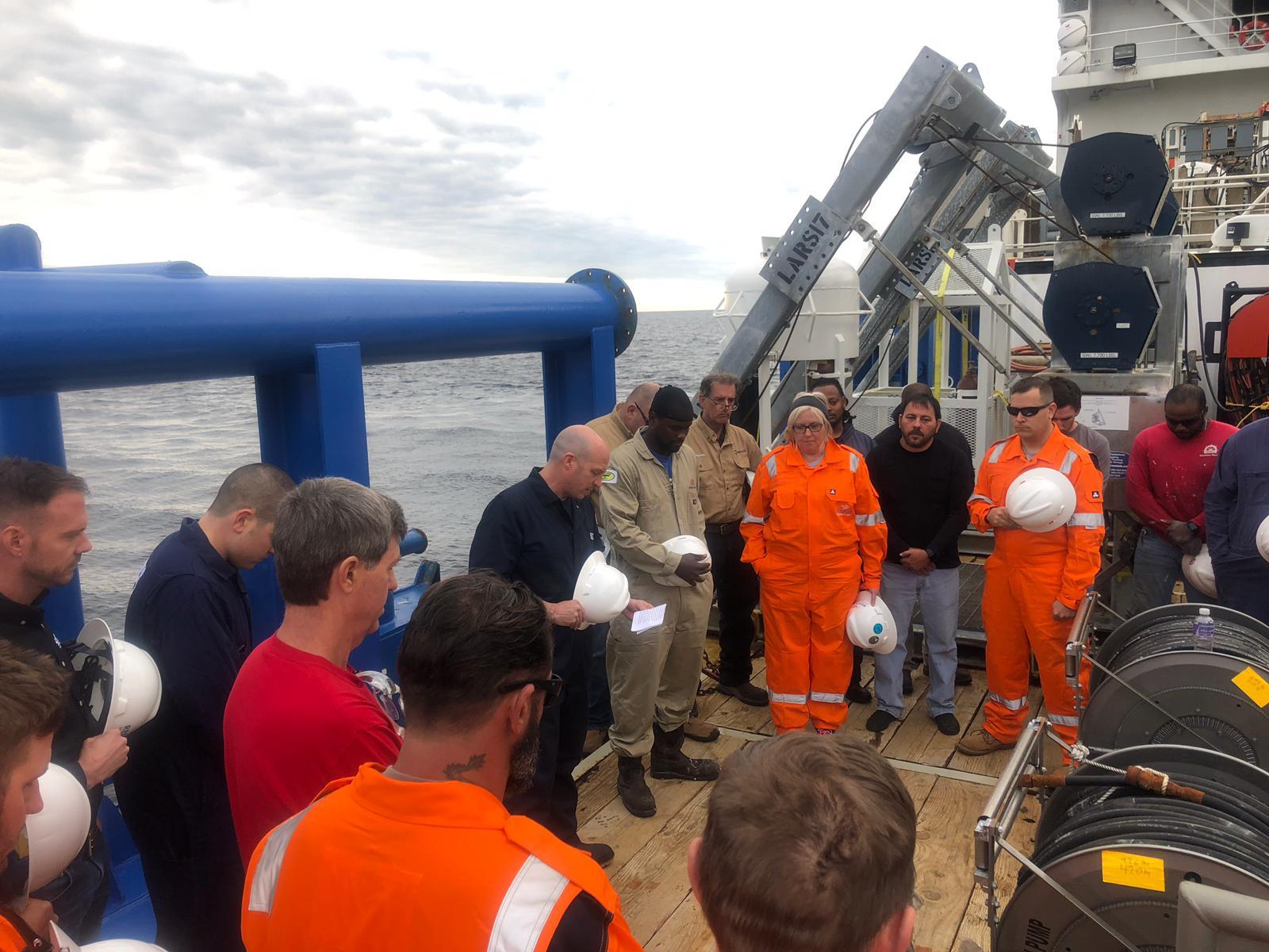 Coast Guard crewmembers work alongside New York State Department of Environmental Conservation and Resolve Marine Group to help assess the condition of the Coimbra wreck on April 30, 2019. The Coimbra was a supply ship owned by Great Britain when the ship was sunk off the coast of Long Island, during World War II by a German U-boat. (U.S. Coast Guard photo courtesy of Sector Long Island Sound)