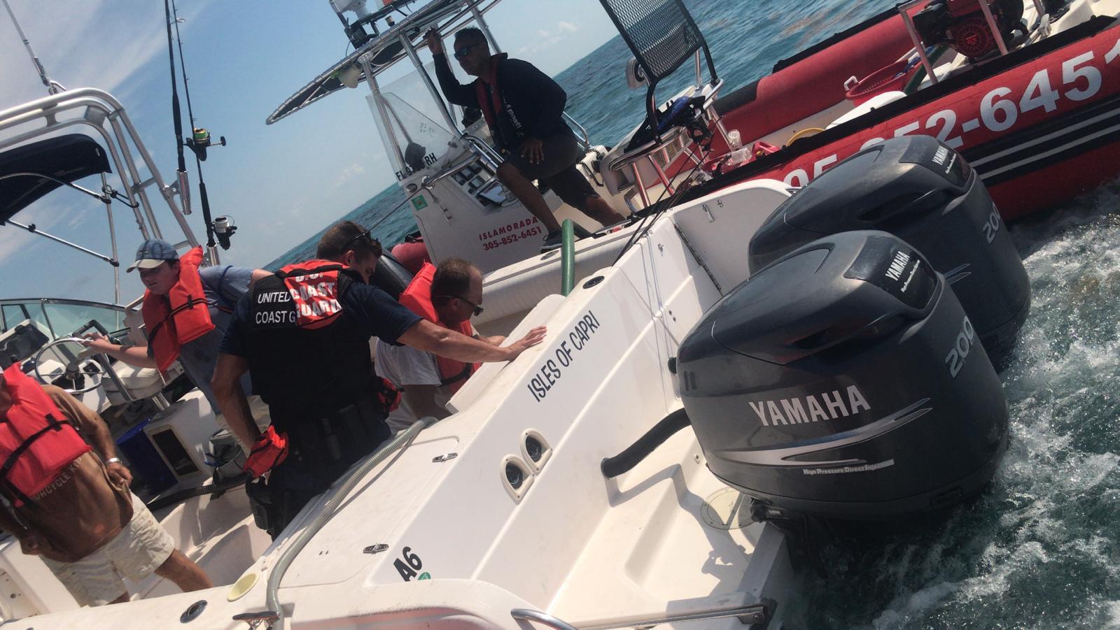Coast Guard rescues 3 taking on water 9 miles southeast of Tavernier