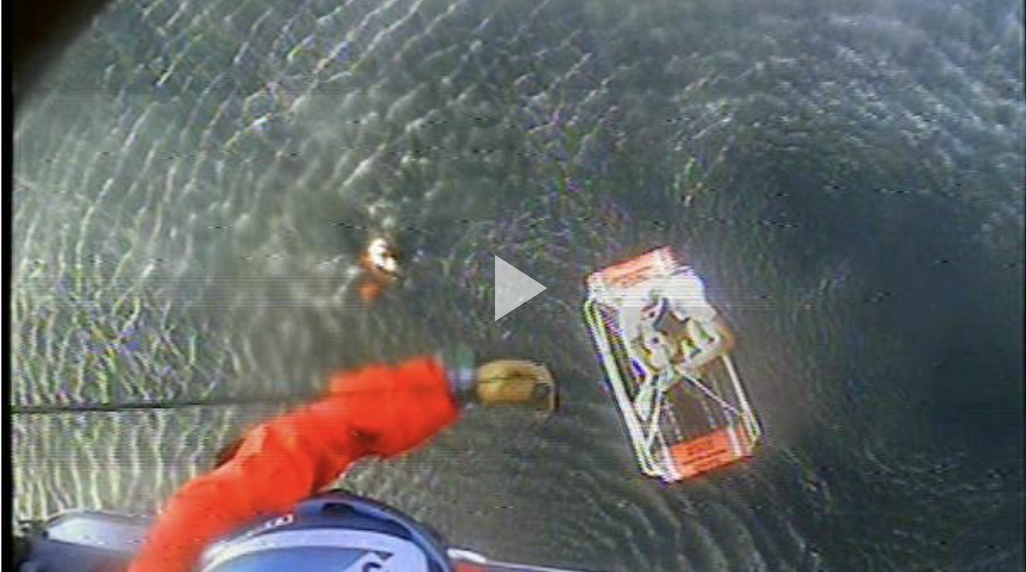 video screenshot of helicopter hoist. 