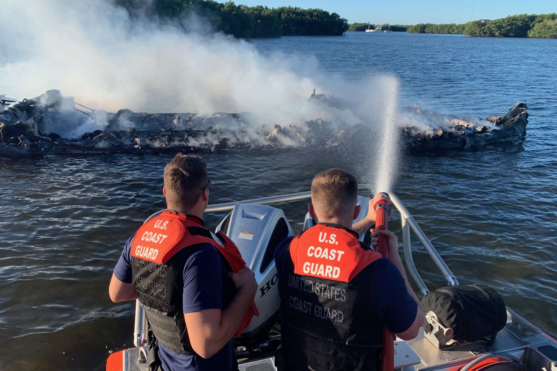 Coast Guard responds to boat fire
