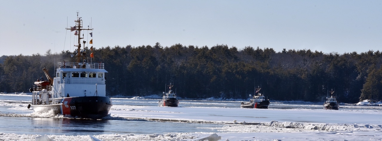 Coast Guard ice breaking operations in the Kennebec River