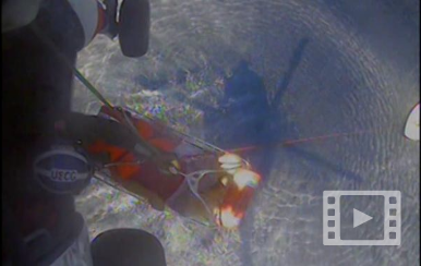 A Coast Guard Air Station Clearwater MH-60 Jayhawk helicopter crew medevaced a 50-year-old man from a recreational vessel approximately 30 miles west of Clearwater, Florida, April 8, 2020. 