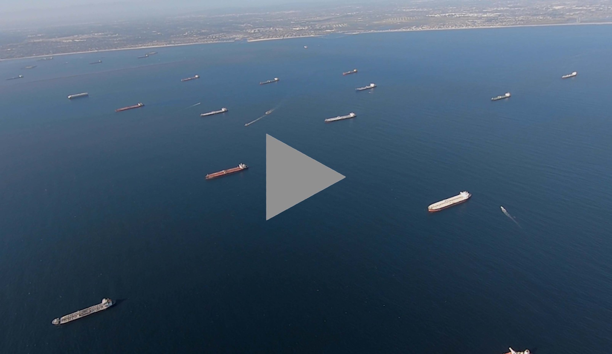 screenshot of video showing tanker vessels off SoCal coast