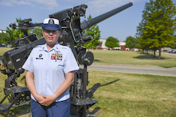 Master Chief Petty Officer Laurie A. Kennedy becomes the first woman to advance to the rank of Master Chief as a Gunner’s Mate