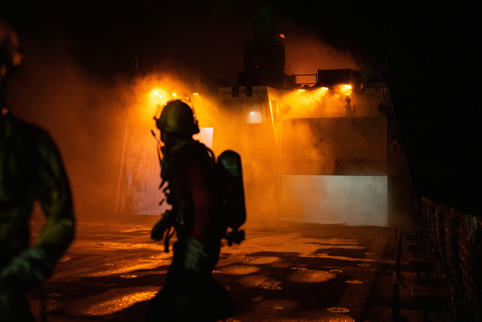 Photo: Crews battle fire onboard Coast Guard Cutter Waesche