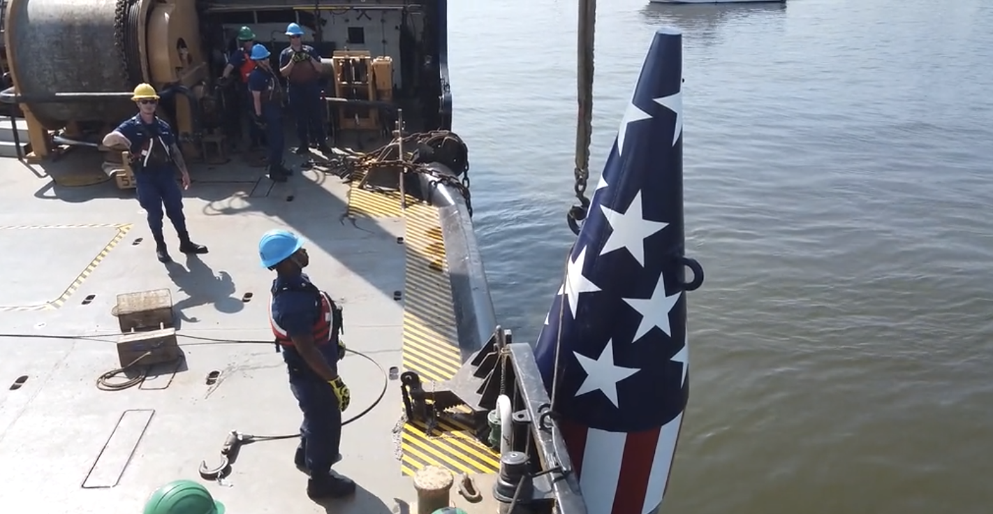 Coast Guard sets historic Francis Scott Key buoy on Patapsco river in Baltimore