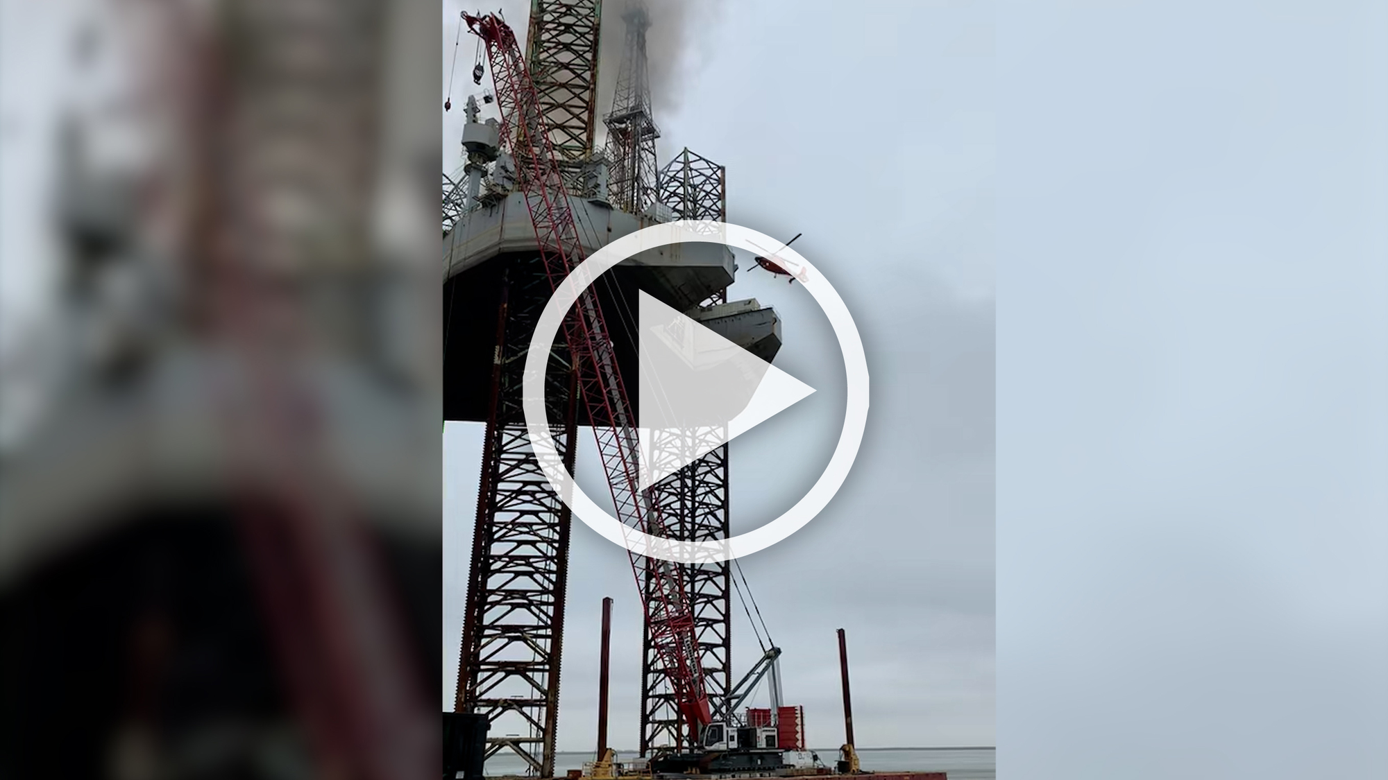 Coast Guard rescues 9 from jack-up rig on fire near Sabine Pass, Texas