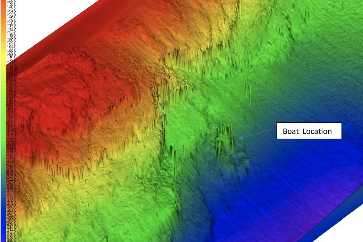 Multi-beam sonar scan of Aleutian Isle wreck site