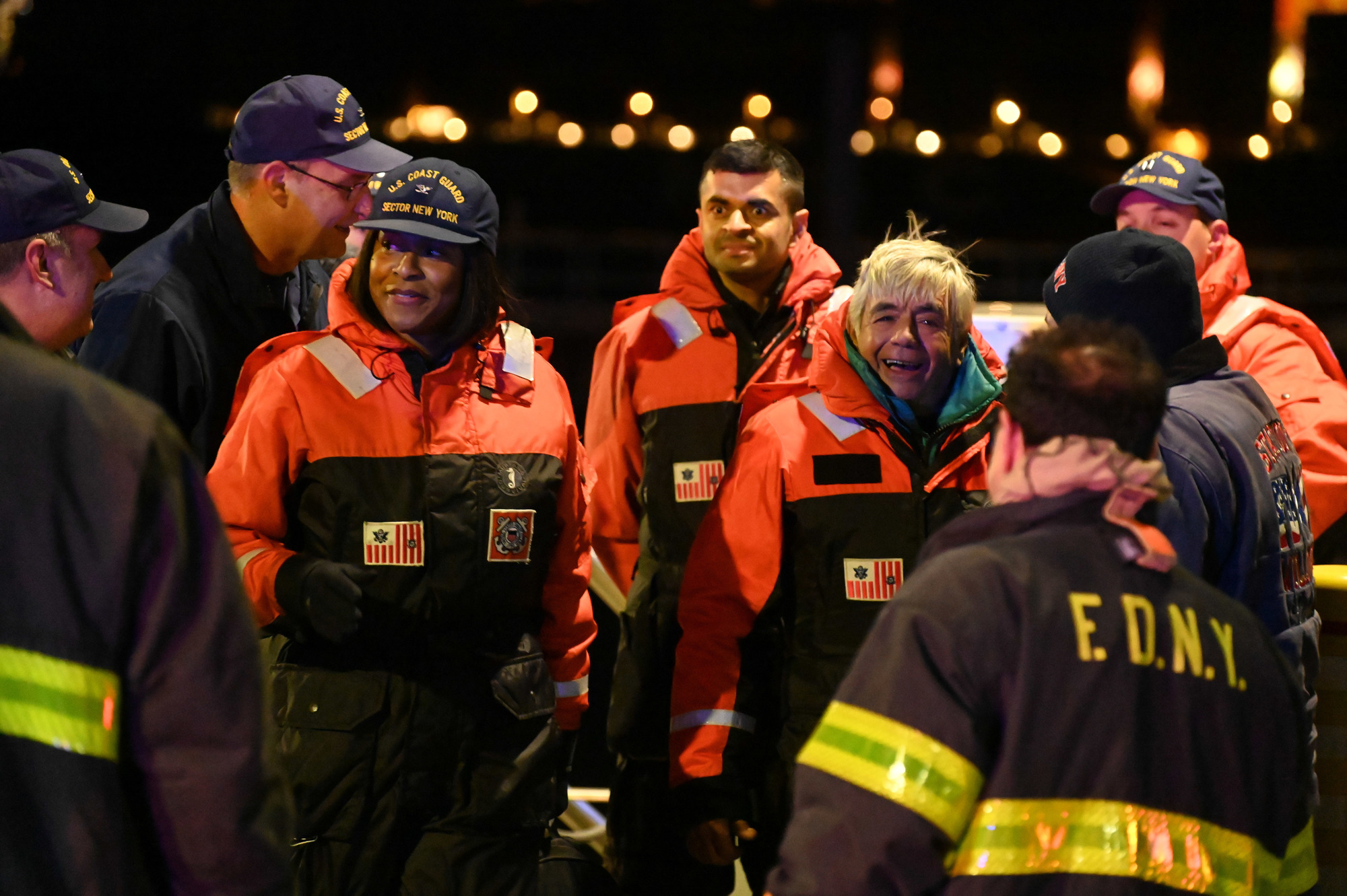 Survivors from the Atrevida II are brought ashore at Coast Guard Station New York