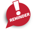 Illustrated speech bubble with bold text saying, "Reminder!"