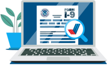 Form I-9 displayed on a laptop computer screen.