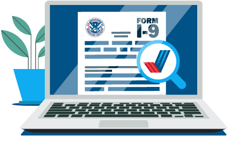Form I-9 displayed on a laptop computer screen.