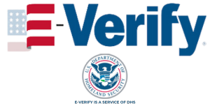 E-Verify ® Logo with official seal of DHS.