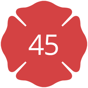 Maltese cross with overlaid number 45