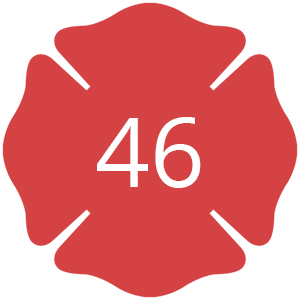 Maltese cross with overlaid number 46