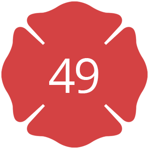 Maltese cross with overlaid number 49