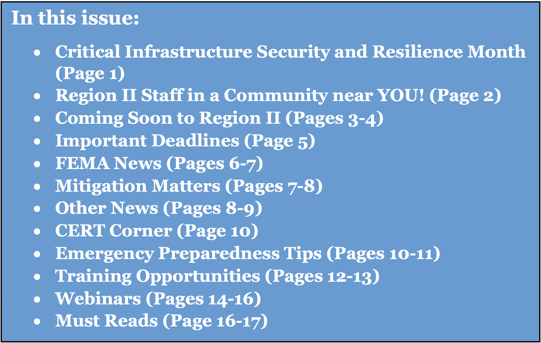 FEMA Region 2 Individual And Community Preparedness Bulletin