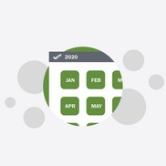 Green 2020 monthly calendar icon with Ready logo