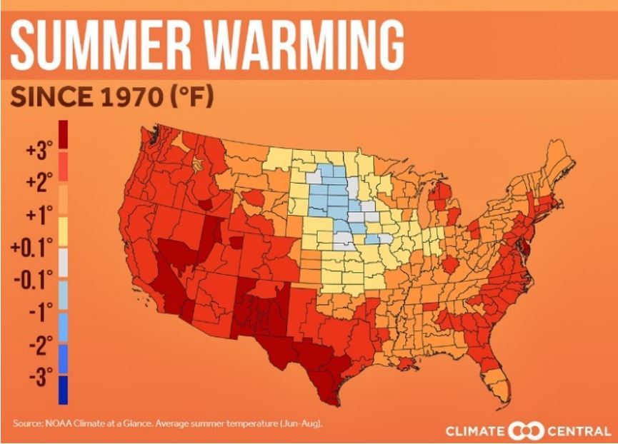 Picture of Summer Warming in the U.S.