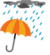 Image of rain falling on an orange umbrella 