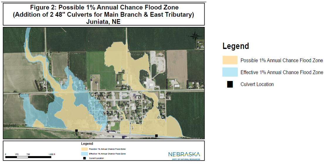 Figure 2: Possible 1% Annual Chance Flood Zone, Juniata NE