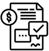Grant Icon with a paper, money, and check mark symbol