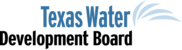 Texas Water Development Board logo with blue and black lettering and blue waves of water to the top right