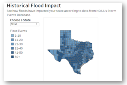 FEMA data map showing historical flood costs for Texas counties