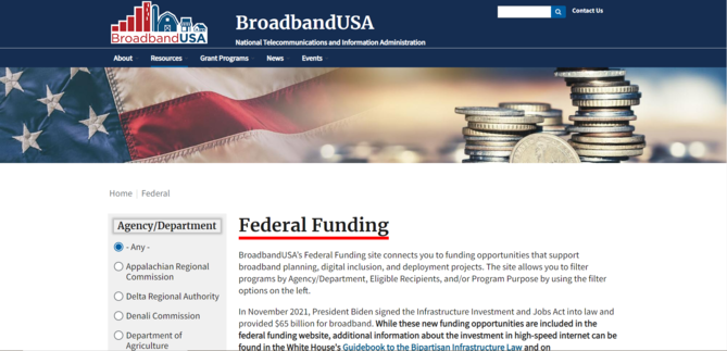 NTIA Federal Funding Site