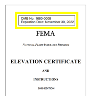 FEMA Elevation Certificate 2019 version with November 2022 expiration highlighted