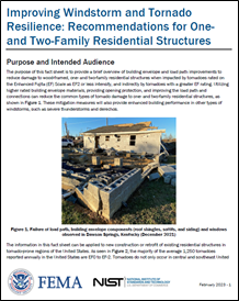 Cover of Improving Windstorm and Tornado Resilience: Recommendations for One- and Two-Family Residential Structures