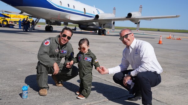 Hurricane Hunter and son with FEMA Region 6 Regional Administrator